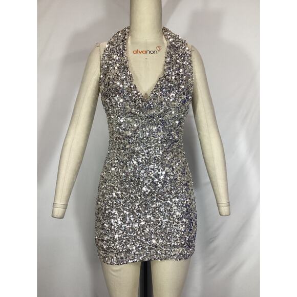 Nookie 'Smoke Show' Sliver Open Back Mini Dress Size XS - Picture 2 of 4